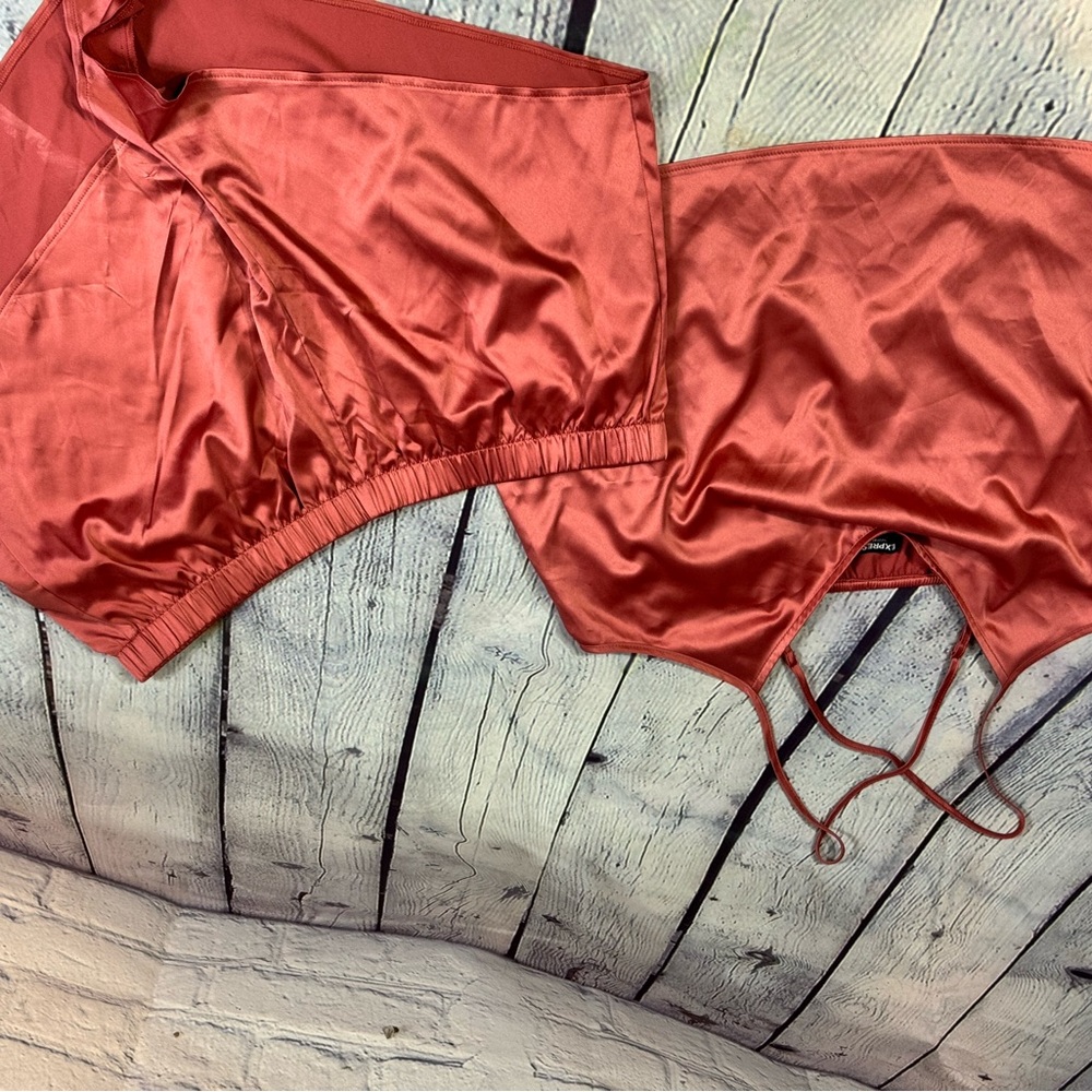 Express Satin Rust Pajama Set - Picture 4 of 5